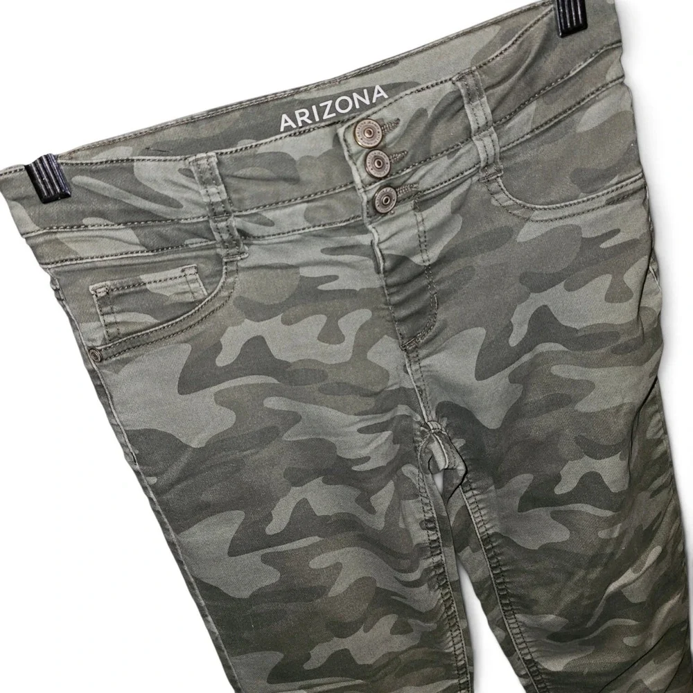 Arizona Camo Skinny Pants Girls Size 14 Green Excellent High Waist Camouflage